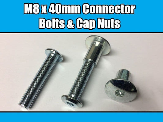 M8X40mm Furniture Connector Bolts & Cap Nuts Allen Key Domed Head Joint Fixing