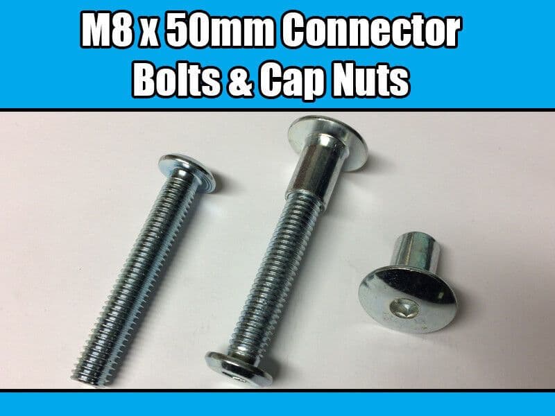 M8X50mm Furniture Connector Bolts & Cap Nuts Allen Key Domed Head Joint Fixing