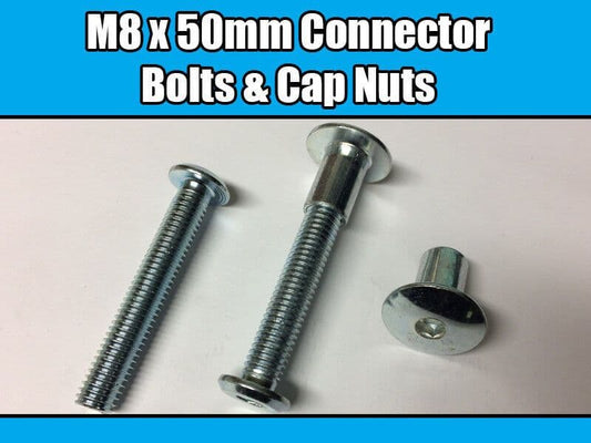M8X50mm Furniture Connector Bolts & Cap Nuts Allen Key Domed Head Joint Fixing
