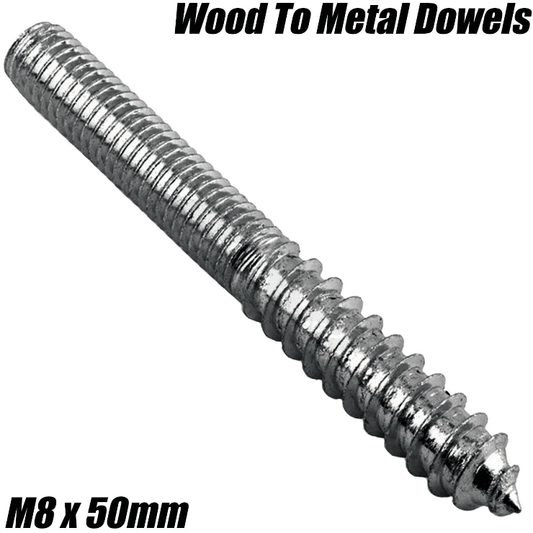M8X50mm Wood To Metal Dowels Pole Rod Wall Hanger Bolts Furniture Fixing