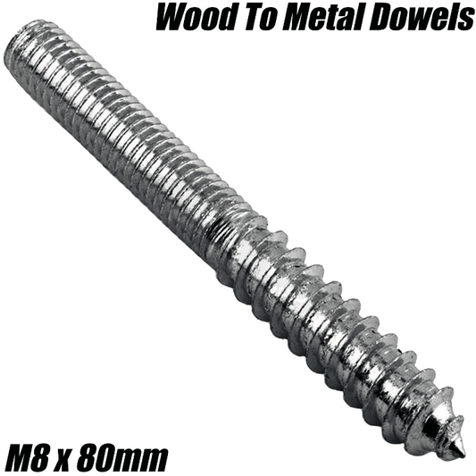 M8X80mm Wood to Metal Dowels Pole Wall Hanger Bolts Furniture Fixing