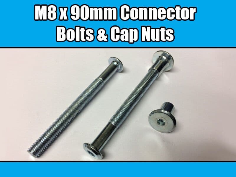 M8X90mm Furniture Connector Bolts & Cap Nuts Allen Key Flat Head Joint Fixing