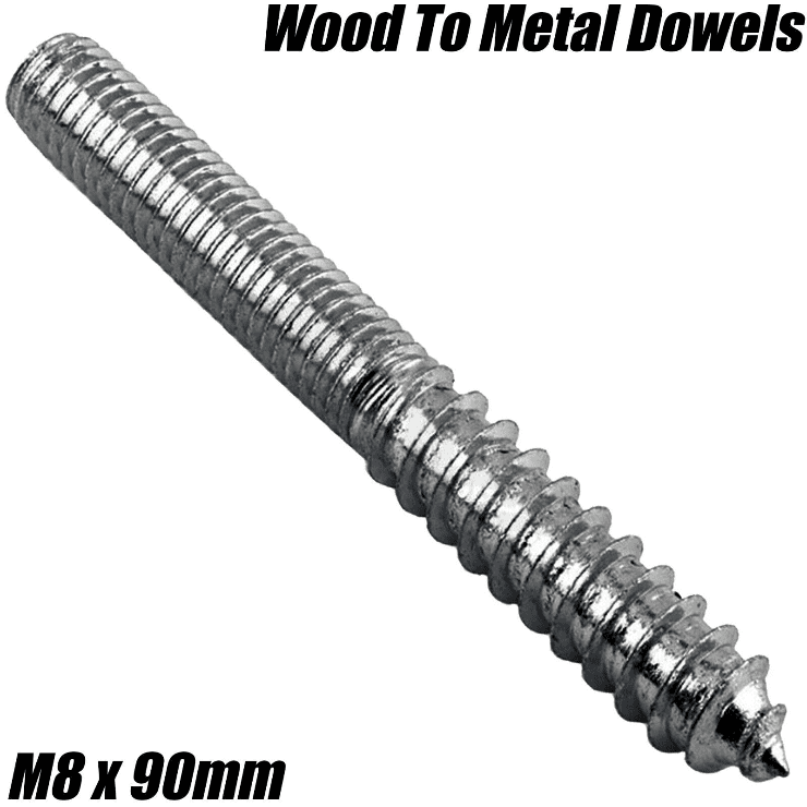 M8X90mm Wood To Metal Dowels Pole Rod Wall Hanger Bolts Furniture Fixing