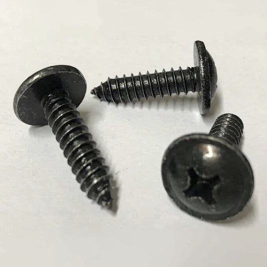 10x Black Metal Pozi Self Tapping Flanged Wood Screw 6x25x16