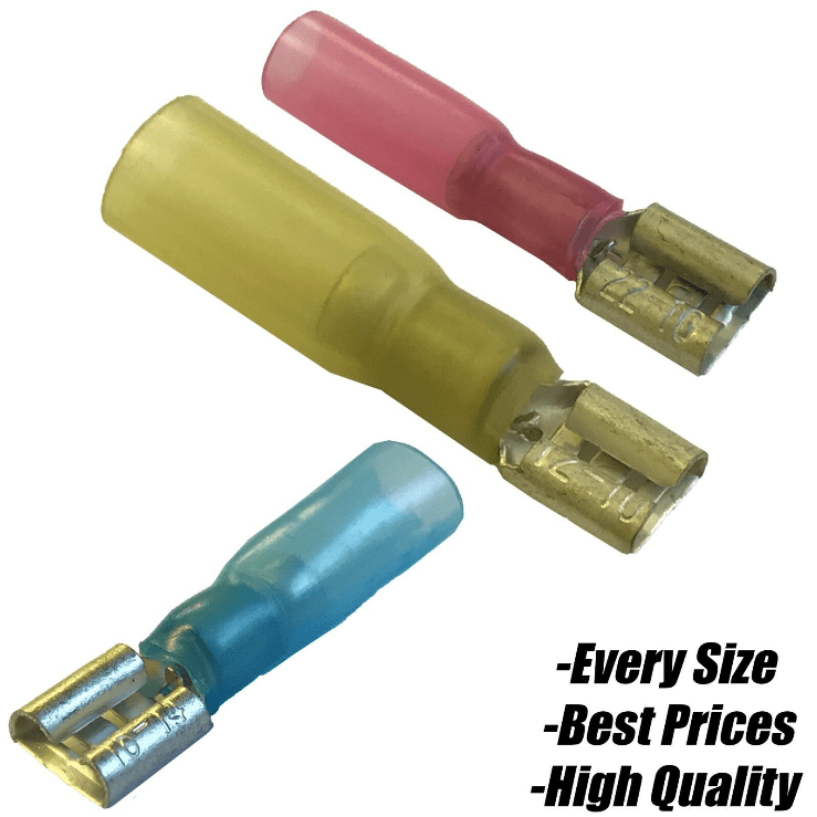 Red Blue Yellow 6.3mm Heat Shrink Female Spade Insulated Tab Terminal Electrical