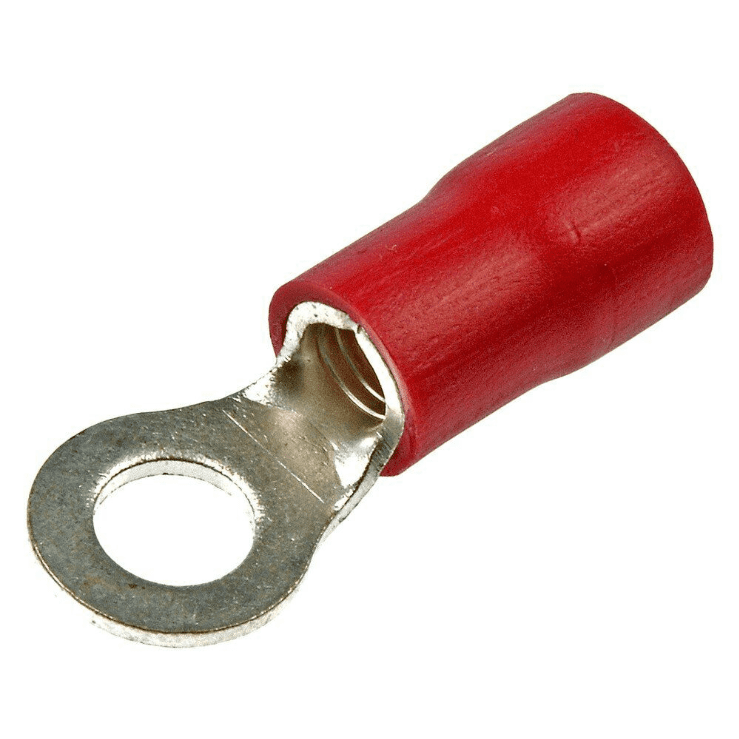 Red Blue Yellow 6.4mm Insulated Copper Crimp Ring Hoop Terminal Connector Wire
