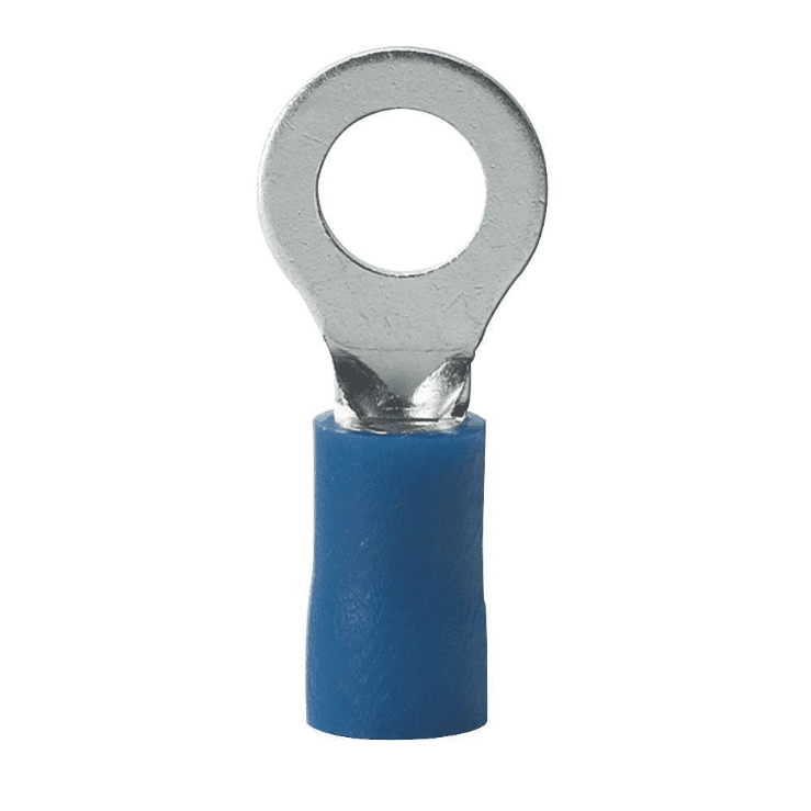 Red Blue Yellow 6.4mm Insulated Copper Crimp Ring Hoop Terminal Connector Wire