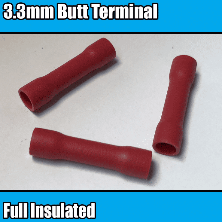 Red Butt Tube Fully Insulated Electrical 3.3mm Crimp Terminals