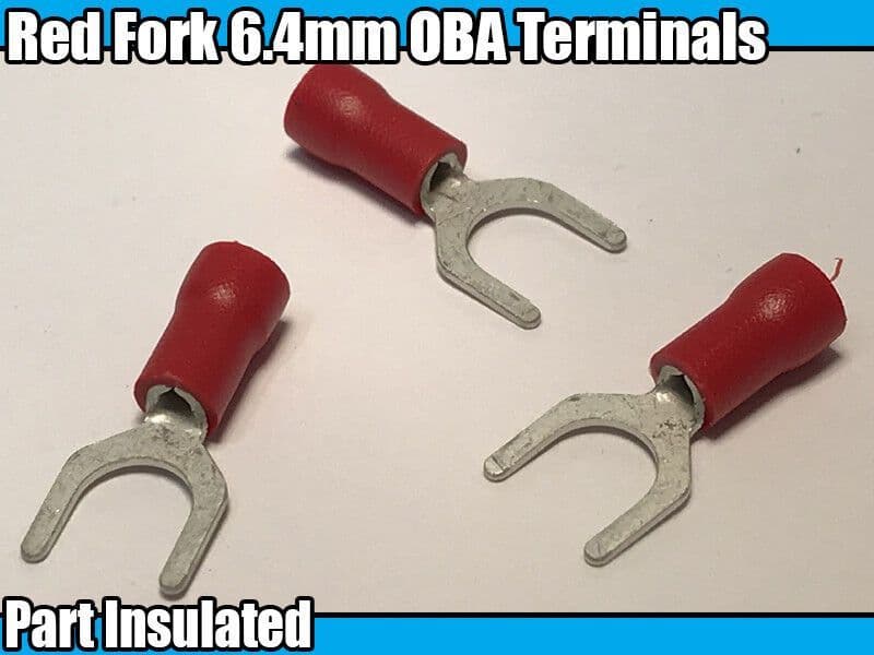 Red fork Insulated Electrical 3.2-6.4mm Crimp Terminals Cable Wire Audio