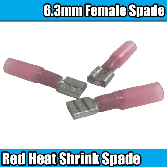 Red Heat Shrink Female Spade 6.3mm Connector Terminal Wiring Heatshrink Pink