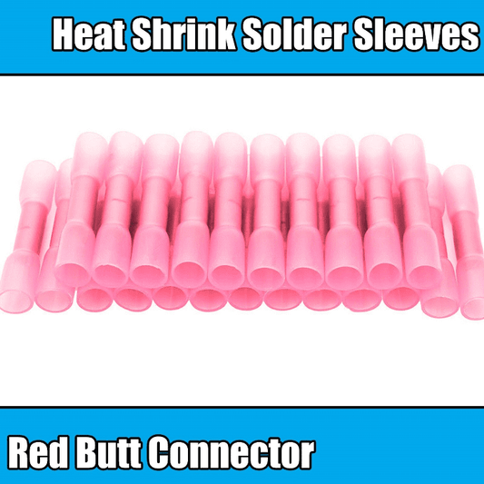 Red Heat Shrink Sleeves Electrical Wire Butt Terminals Crimp Connectors Pink