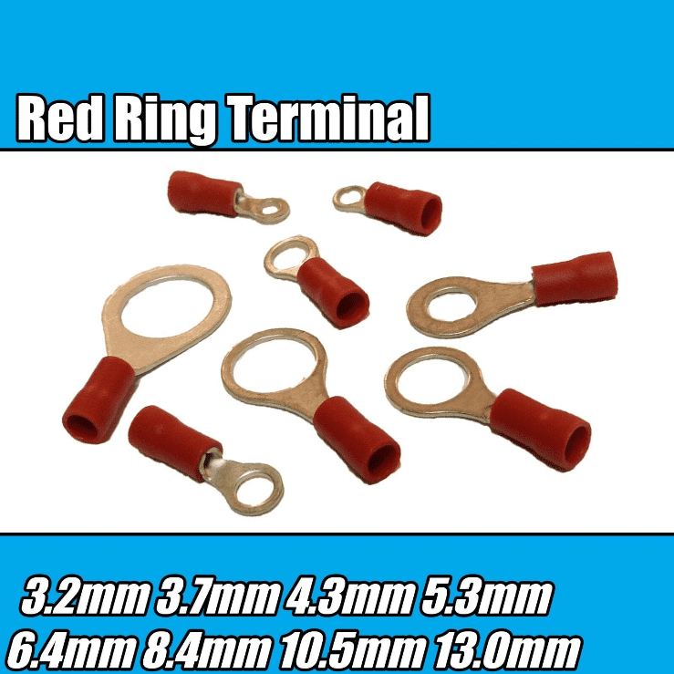 Red Ring Hoop Insulated Electrical 3.2-13mm Crimp Terminals Cable Wire Audio