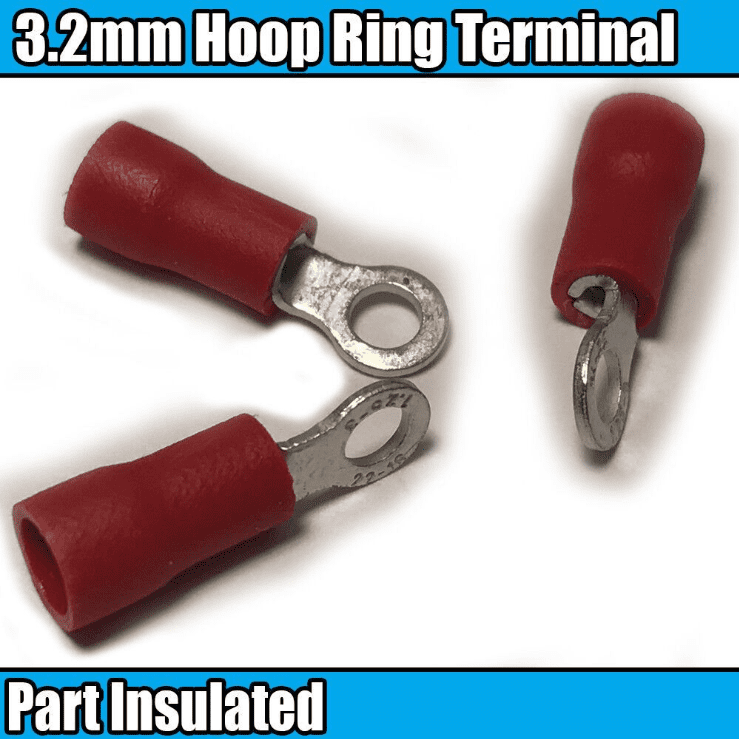 Red Ring Hoop Insulated Electrical 3.2-13mm Crimp Terminals Cable Wire Audio