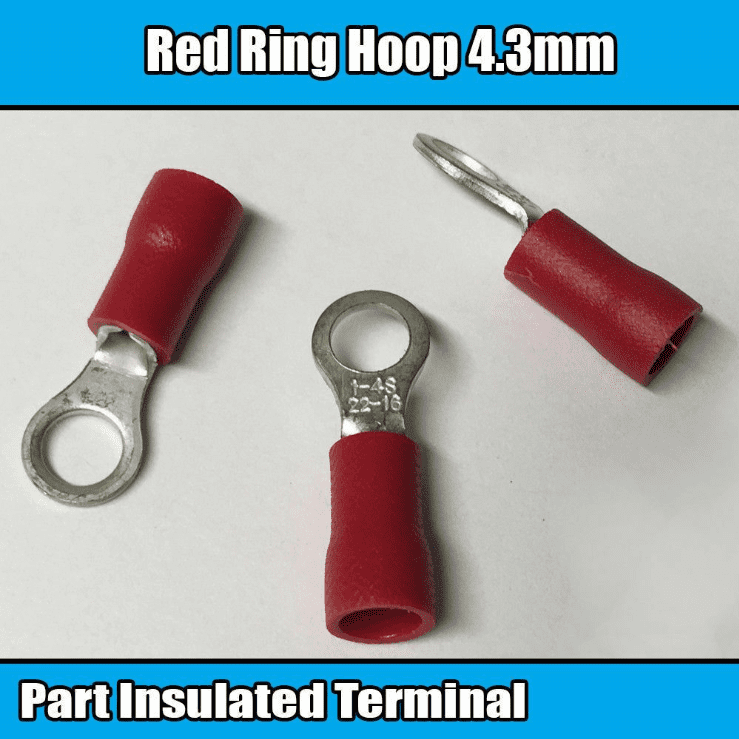 Red Ring Hoop Insulated Electrical 3.2-13mm Crimp Terminals Cable Wire Audio