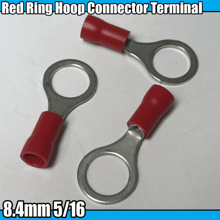 Red Ring Hoop Insulated Electrical 3.2-13mm Crimp Terminals Cable Wire Audio