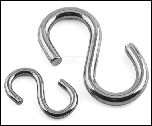 S Hook Symmetric Hooks 3mm - 10mm A4 316 Stainless Steel Marine Grade Hangers