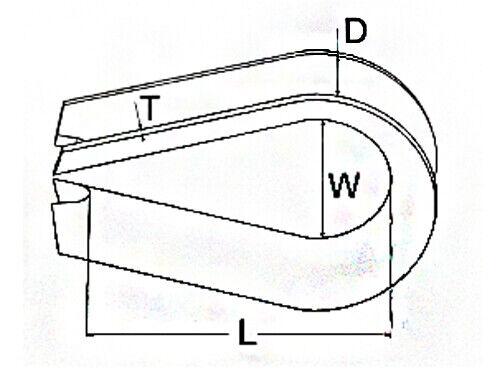 Wire Rope Eyelet Thimbles Dimensions
