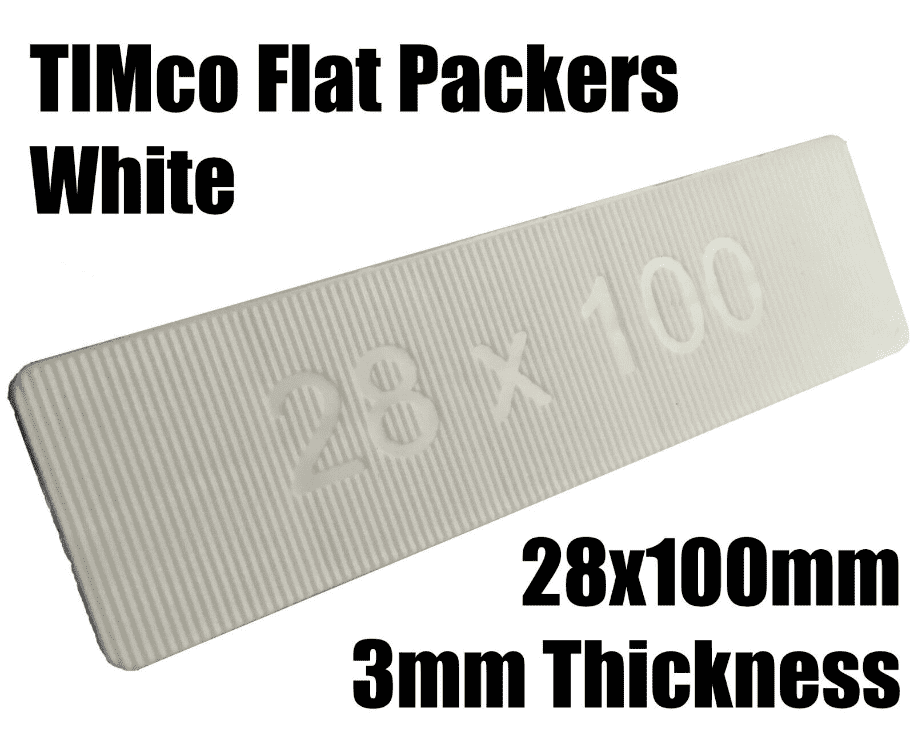 Timco 100x28X3 White Plastic Flat Packers Shim Frame Window Glazing Flooring