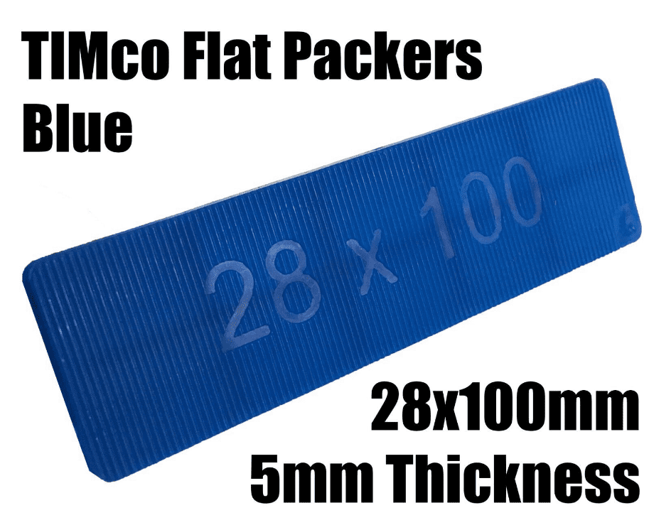 Timco 100x28X5 Blue Plastic Flat Packers Shims Frame Window Glazing Flooring