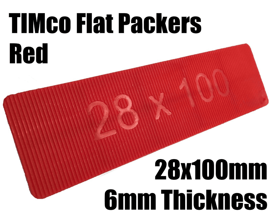 Timco 100x28X6 Red Plastic Flat Packers Shims Frame Window Glazing Flooring