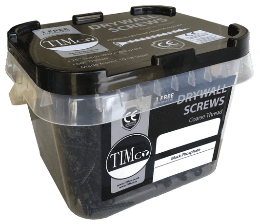 Timco 3.5 Coarse Thread Drywall Plasterboard Screws Bugle Head Black Steel Tub