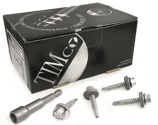 Timco 5.5x32mm Roofing Self Drilling Hex Screws Washer Light Section Steel