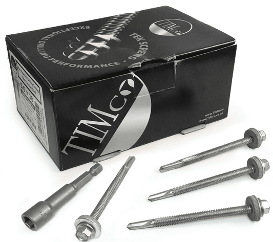 Timco 5.5x80mm Roofing Self Drilling Hex Head Tek Screws W/ Washer Heavy Steel