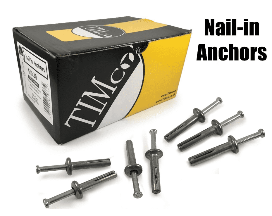 Timco Zamac M6X40mm Hammer-In Nail Anchors Masonry Fixings Sheet Metal Wood