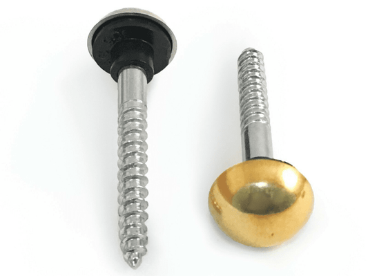 Wall Mirror Screws With Washer & Polished Brass Domed Caps