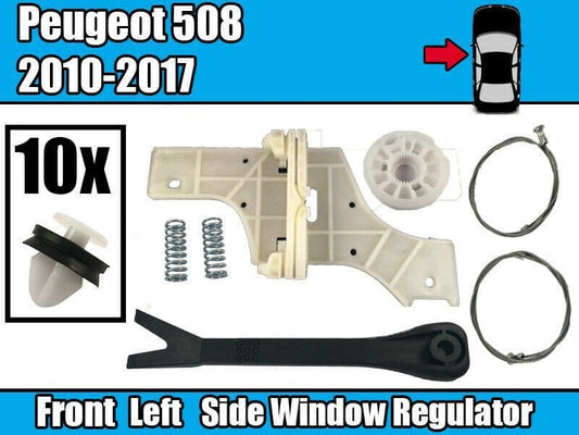 Window Regulator + Fastener Clip Kit For Peugeot 508 Front Left