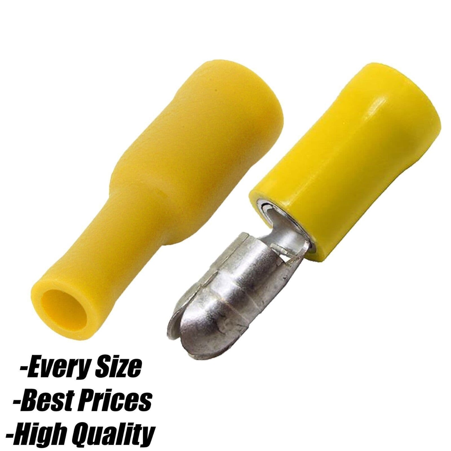 Yellow Fully Insulated Bullet & Receptacles Terminals Electrical Crimp Wire Mix