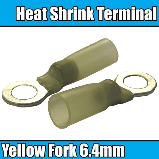 Yellow Heat Shrink Ring Insulated Electrical 6.4mm Non Crimp Terminals Cable