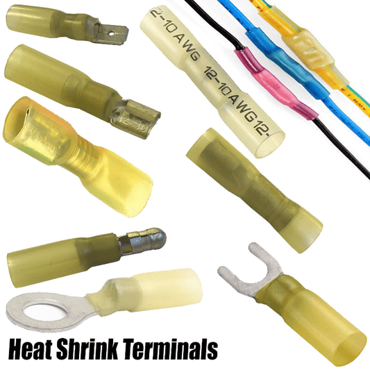 Yellow Heatshrink Terminals Ring Female Spade Bullet fork Connector Insulated