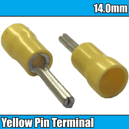 Yellow Pin Fully Insulated Electrical Copper 14mm Crimp Terminals Cable Wire