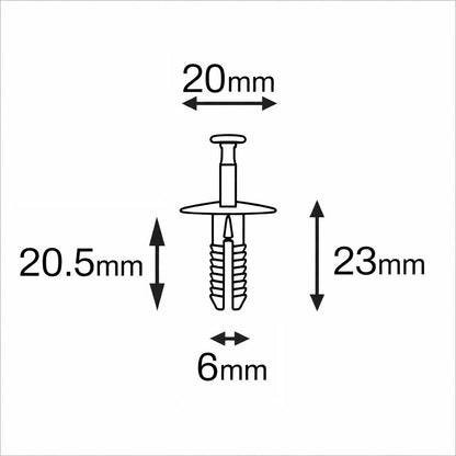 Black Plastic Bumper Wheel Arch Rivet Trim Clips for Alfa Romeo, AUDI, BMW, Honda, Hyundai, Vauxhall, VW