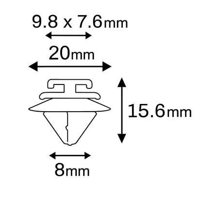 White Plastic Clips for Citroen, Peugeot, Renault, FIAT, Moulding Bumper Air Intake Covering