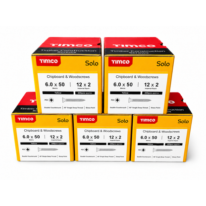 5 Boxes of Timco 6.0x50mm Solo Screws 