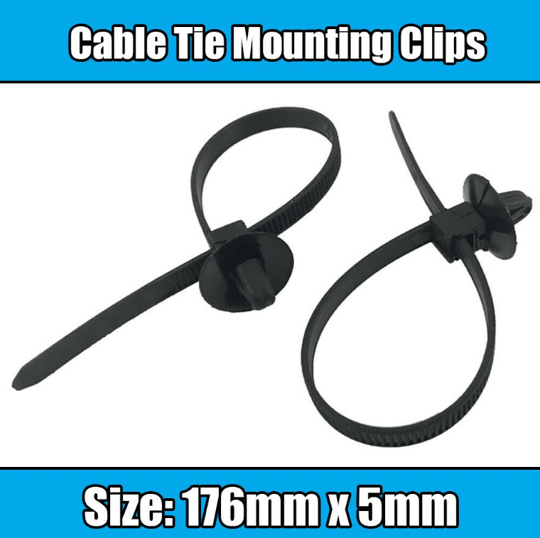 10x 176mm Reusable Clip Mounting Cable Ties, Car Boat Trailer