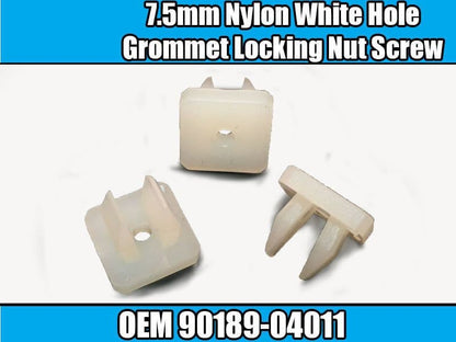 10x 7.5mm Nylon White Hole Grommet Locking Nut Screw Mount