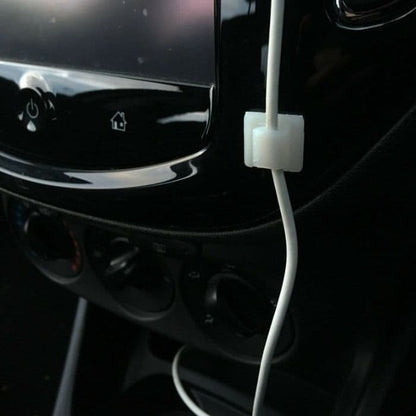10x Adhesive Cable Tidy White Clips Phone Usb Gps Dash Cam Sat Nav