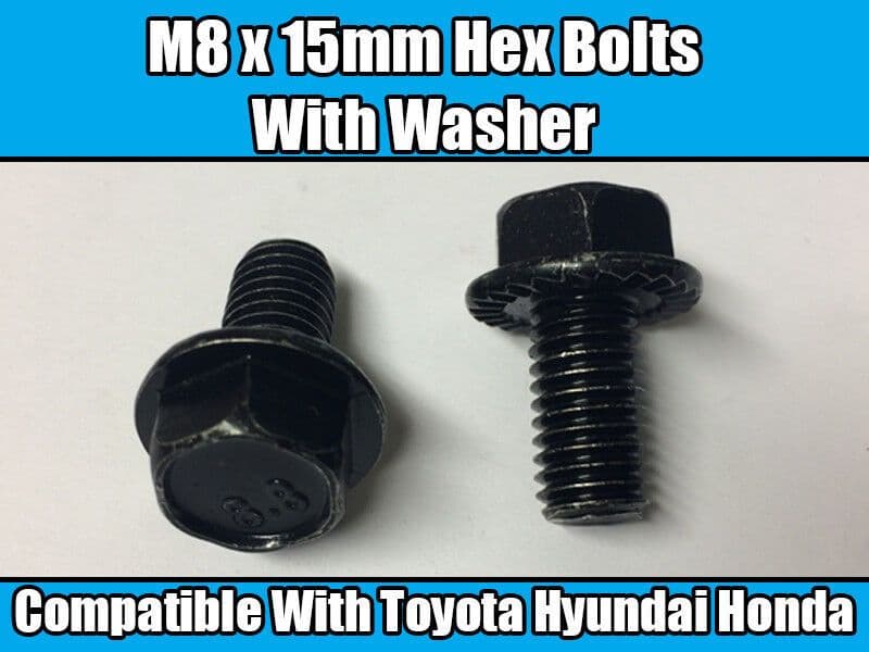 10x Black Metal Fixed Washer Hex Bolt M8x15mm for Toyota Hyundai Honda
