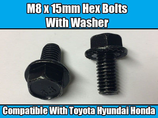 10x Black Metal Fixed Washer Hex Bolt M8x15mm for Toyota Hyundai Honda