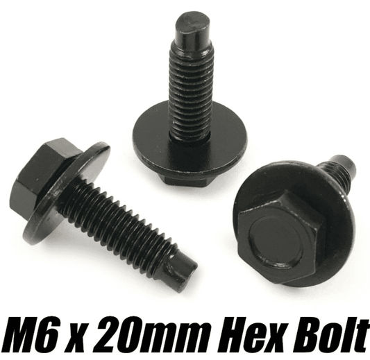 10x Black Metal M6x20mm Hex Bolts & Washer for Audi VW Seat Mercedes