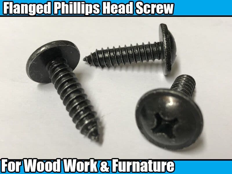 10x Black Metal Pozi Self Tapping Flanged Wood Screw 6x25x16
