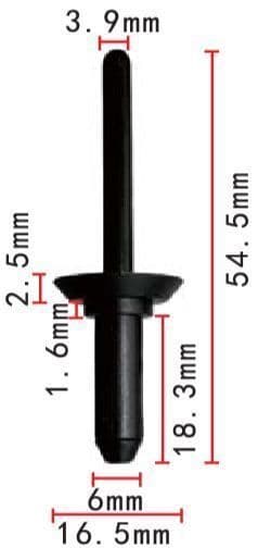 10x Black Plastic Universal Fastener Mounting Push Rivets for Chrysler
