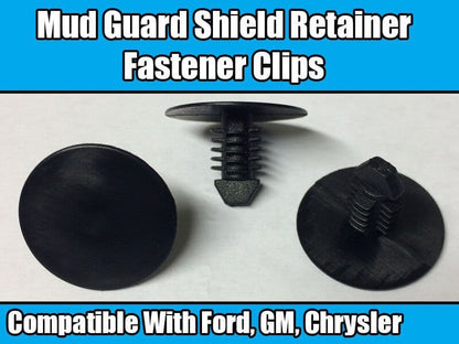 10x Clips for Ford GM Chrysler Black Plastic Mud Guard Shield Retainer Fastener