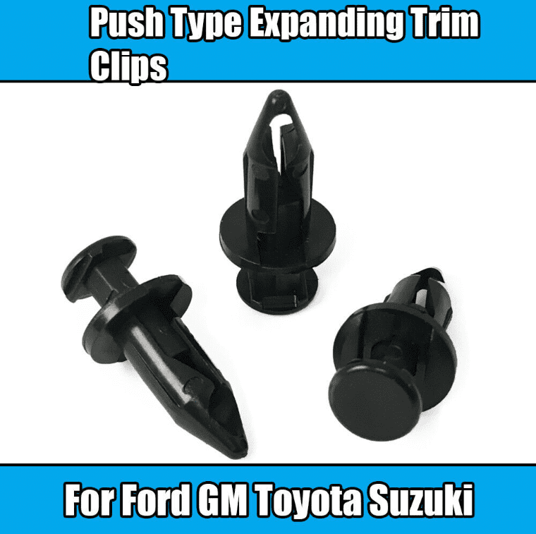 10x Clips for Ford GM Toyota Suzuki Push Type Expanding Trim Clips Black Plastic