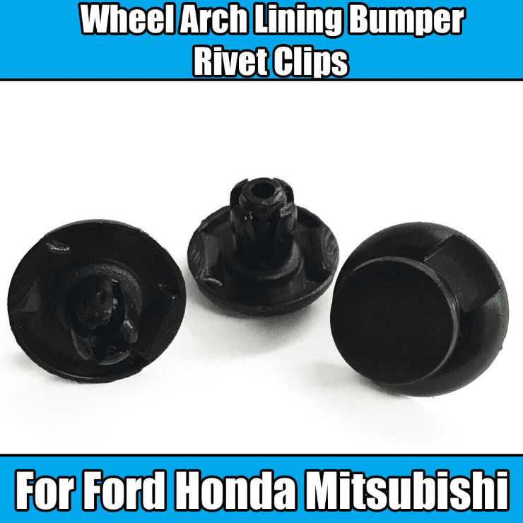 10x Clips for Ford Honda Mitsubishi Wheel Arch Lining Bumper Rivet Black Plastic