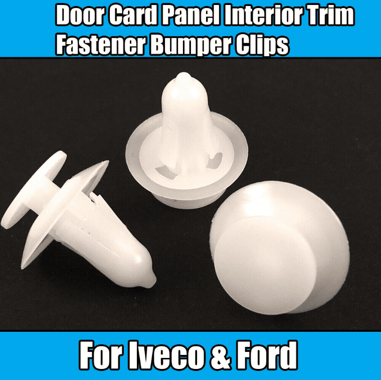 10x Clips for Ford Iveco Interior Door Card Panel Trim Bumper White Plastic