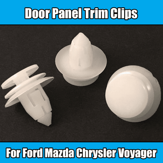10x Clips for Ford Mazda Chrysler Voyager Door Panel Trim Clips White Plastic
